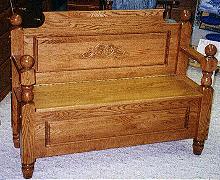 Oak, Four Post Deacon Bench