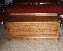 Custom Solid Oak, Raised Panel Bench (with carved base)