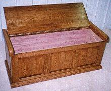 Solid Oak, Raised Panel Bench (with Cedar lining)