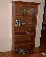 Oak Library Bookcase with Scallop Top