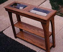 Bow Leg Sofa Table with Inset Beveled Glass