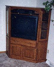 Corner Entertainment Center with glass doors