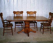 Single Pedestal Square-Round Table with Press Back Chairs
